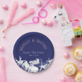 ネイビーアートビーチシーシェルパーソナライズされたズパーティー ペーパープレート (パーティー)