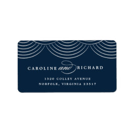 ネイビーアールデコストリングライト差出人住所ラベル ラベル