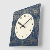 ネイビーアールデコダークブルーと金ゴールドの四角い時計 スクエア壁時計 (傾斜)