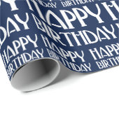 ネイビーアールデコハッピーバースデー ラッピングペーパー (ロールコーナー)