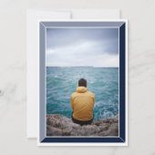 ネイビーアールデコフォト誕生日サプライズパーティー 招待状 (裏面)