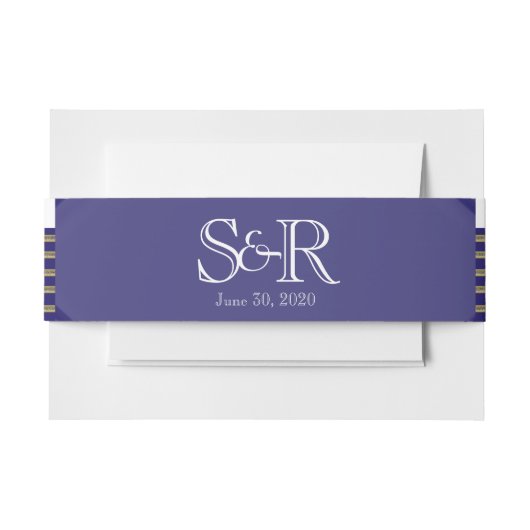 ネイビーアールデコポ結婚ーズベリーバンド 招待状ベリーバンド (正面例)