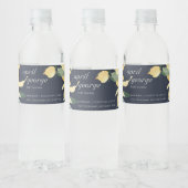 ネイビーイエローグリーンフローラワテカラーベビーシャワー ペットボトルラベル (ボトル)