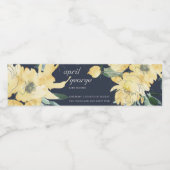 ネイビーイエローグリーンフローラワテカラーベビーシャワー ペットボトルラベル (シングルラベル)