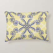 ネイビーイエローホワイトスクロール模様アクセントピロー アクセントクッション (正面)