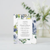 ネイビーイエローホワイトフローラカップルブライダルシャワー 招待状 (スタンド正面)