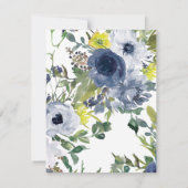 ネイビーイエローホワイトフローラカップルブライダルシャワー 招待状 (裏面)