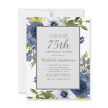 ネイビーイエローホワイト葉フローラ75th誕生日