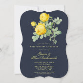 ネイビーイエローローズブリデスメイドランチョン招待状 (正面)