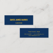 ネイビーイエロー大学の卒業生の名刺入れ コーリングカード (正面/裏面)