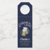 ネイビーイエロー応援とビアーズ任意の年齢誕生日 ボトルネックタグ (正面)