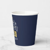 ネイビーイエロー応援とビアーズ任意の年齢誕生日 紙コップ (左)