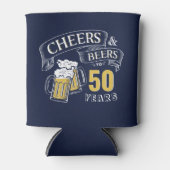 ネイビーイエロー応援とビアーズ任意の年齢誕生日 缶クーラー (正面)