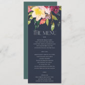 ネイビーイエロー赤面ブルゴーニュフローラバンチ結婚ーズ メニュー (正面/裏面)