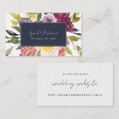 ネイビーイエロー赤面ブルゴーニュフローラ結婚のサイト 名刺 (正面/裏面)