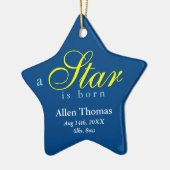 ネイビーイエローaスターは生まれベビー名の発表 セラミックオーナメント (左)
