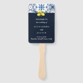 ネイビーイタリアンレモン地中海の結婚式 プログラム ハンドファン (正面)