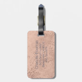 ネイビーイニシャルラゲッジタグ付きピンク色の葉 ラゲッジタグ (裏面縦)