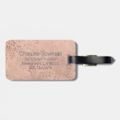 ネイビーイニシャルラゲッジタグ付きピンク色の葉 ラゲッジタグ (裏面横)