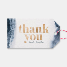 ネイビーインクと金ゴールド結婚ズサンキューラベル ギフトタグ