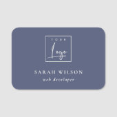 ネイビーインクブルーカスタムプロモーションビジネスロゴ 名札 (正面)