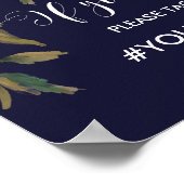 ネイビーインスタグラム結婚サインのハッシュタグ ポスター (角)