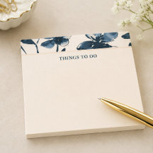 ネイビーインディゴの花柄 クリーム色 To Do リスト