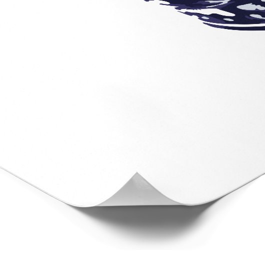 ネイビーインディゴブルーかわいらしフローラジンジャージャー瓶の花瓶 ポスター (角)