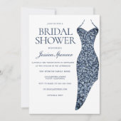 ネイビーインディゴブルースパークルドレスブライダルシャワー 招待状 (正面)