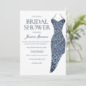 ネイビーインディゴブルースパークルドレスブライダルシャワー 招待状 (スタンド正面)