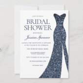 ネイビーインディゴブルースパークルドレスブライダルシャワーV2 招待状 (正面)
