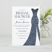 ネイビーインディゴブルースパークルドレス ブライダルシャワーV2 招待状 (スタンド正面)