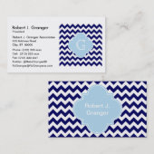 ネイビーウィットシェブロンリットブルークローバーモノグラム 名刺 (正面/裏面)