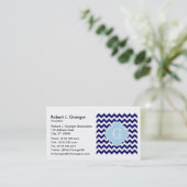 ネイビーウィットシェブロンリットブルークローバーモノグラム 名刺 (スタンド正面)