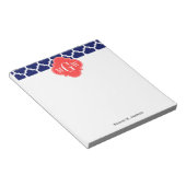 ネイビーウィットモロッココーラルレッド3イニシャルモノグラム ノートパッド (アングル)