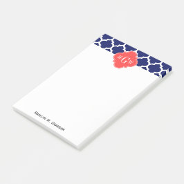 ネイビーウィットモロッココーラルレッド3イニシャルモノグラム ポストイット