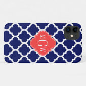 ネイビーウィットモロッココーラルレッド3イニシャルモノグラム Case-Mate iPhoneケース (裏面(横))
