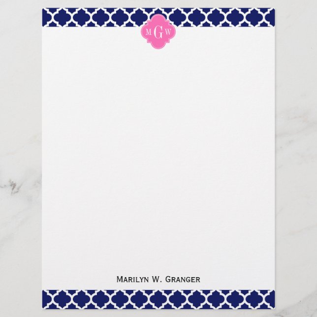 ネイビーウィットモロッコ#5ホットピンク2 3イニシャルモノグラム (正面)