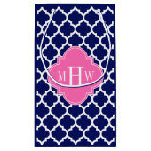 ネイビーウィットモロッコ#5ホットピンク2 3イニシャルモノグラム スモールペーパーバッグ (裏面)