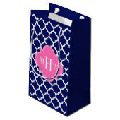 ネイビーウィットモロッコ#5ホットピンク2 3イニシャルモノグラム スモールペーパーバッグ (裏面アングル)