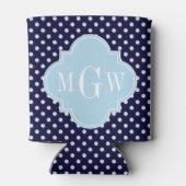 ネイビーウィット水玉模様リルトブルークローバー3モノグラム 缶クーラー (裏面)