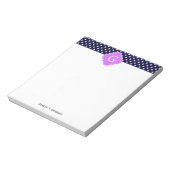 ネイビーウィット水玉模様薄紫クローバーモノグラム ノートパッド (回転)