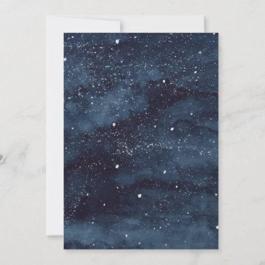 ネイビーウィンターウォーターカラークリスマスディナーパーティー 招待状 (裏面)