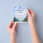 ネイビーウィンタークリスマス招待状プログラムメニュー チラシ (手)