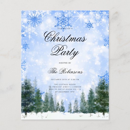 ネイビーウィンタークリスマス招待状プログラムメニュー チラシ (正面)