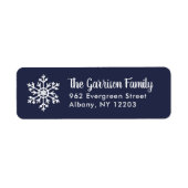 ネイビーウィンタースノーフレークホリデー差出人住所 ラベル (正面)