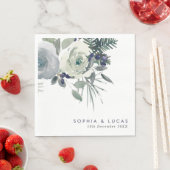 ネイビーウィンター結婚フローラ スタンダードランチョンナプキン (インサイチュ)