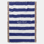 ネイビーウェイト横名門私立校風の線ストライプ#2名前モノグラム スローブランケット (正面縦)
