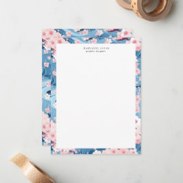 ネイビーウェーブ桜エレガントフローラ ノートカード