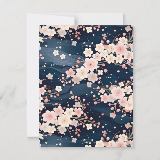 ネイビーウェーブ桜エレガントフローラ ノートカード (裏面)